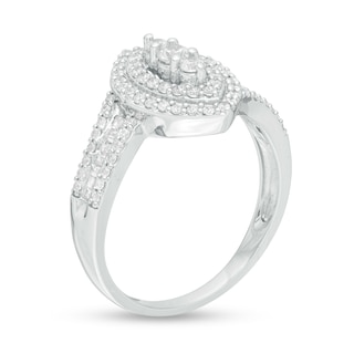 0.62 CT. T.W. Diamond Double Marquise Frame Multi-Row Ring in 10K White Gold