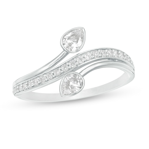 0.37 CT. T.W. Pear-Shaped Diamond Bypass Ring in 10K White Gold