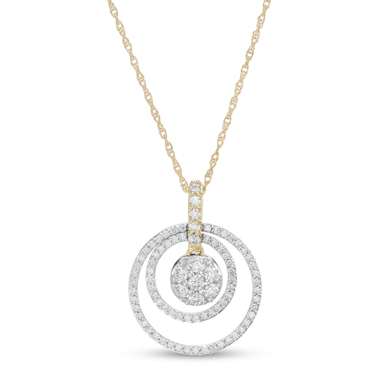 0.45 CT. T.W. Composite Diamond Double Open Circle Pendant in 10K Gold