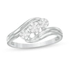 Thumbnail Image 0 of 0.20 CT. T.W. Composite Diamond Triple Flower Bypass Ring in 10K White Gold