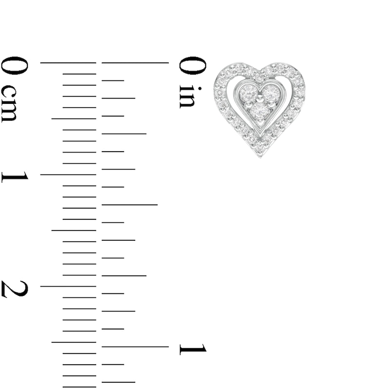 0.23 CT. T.W. Composite Diamond Double Heart Stud Earrings in 10K White Gold