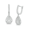 Thumbnail Image 0 of 1.00 CT. T.W. Composite Diamond Pear-Shaped Frame Drop Earrings in 10K White Gold