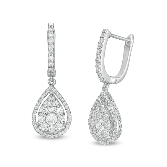 1.00 CT. T.W. Composite Diamond Pear-Shaped Frame Drop Earrings in 10K White Gold