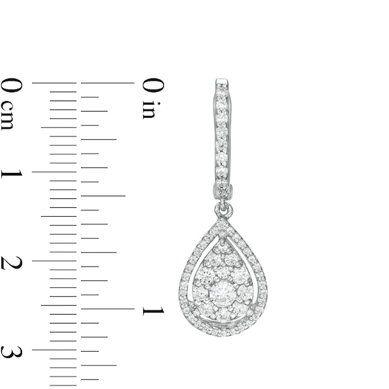 1.00 CT. T.W. Composite Diamond Pear-Shaped Frame Drop Earrings in 10K White Gold