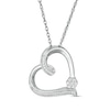 Thumbnail Image 0 of 0.10 CT. T.W. Diamond Tilted Heart Pendant in Sterling Silver