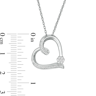 0.10 CT. T.W. Diamond Tilted Heart Pendant in Sterling Silver