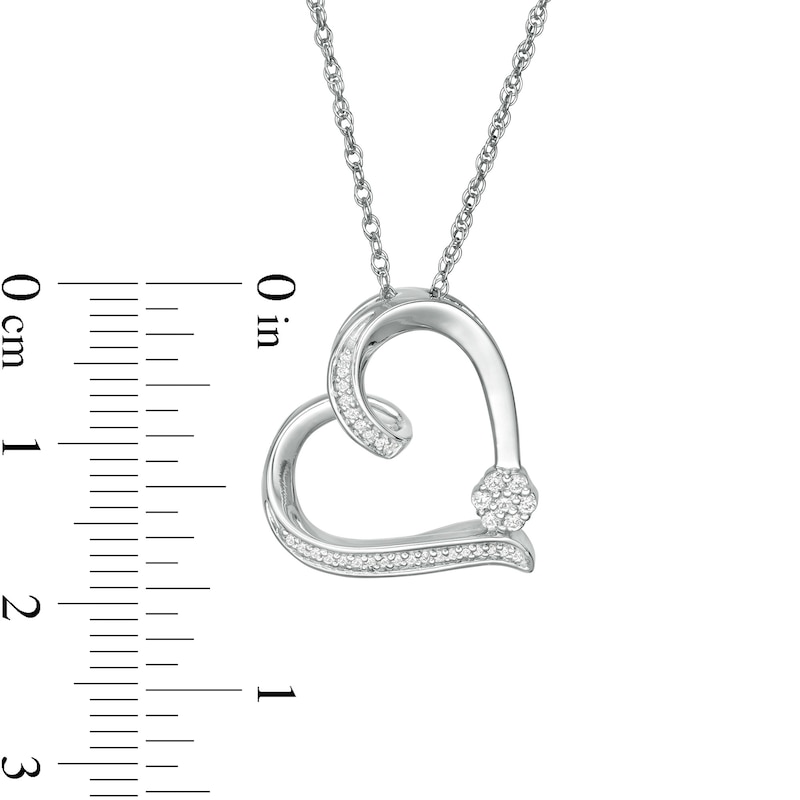 0.10 CT. T.W. Diamond Tilted Heart Pendant in Sterling Silver