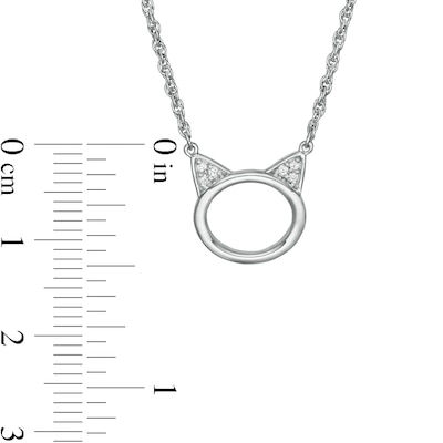 Diamond Accent Cat Necklace in Sterling Silver