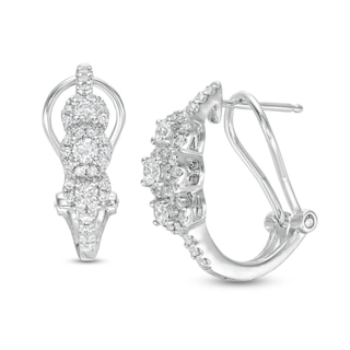 0.45 CT. T.W. Diamond Past Present Future® Frame Hoop Earrings in 10K White Gold