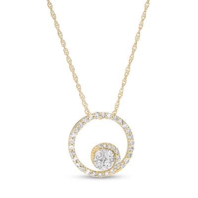 0.23 CT. T.W. Composite Diamond Open Circle Pendant in 10K Gold