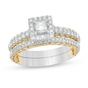 0.75 CT. T.W. Princess-Cut Diamond Frame Bridal Set in 14K Two-Tone Gold