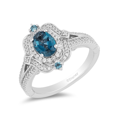 Collector's Edition Enchanted Disney Cinderella 70th Anniversary Topaz and 0.23 CT. T.W. Diamond Ring in 14K White Gold