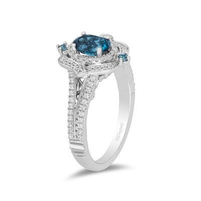 Collector's Edition Enchanted Disney Cinderella 70th Anniversary Topaz and 0.23 CT. T.W. Diamond Ring in 14K White Gold