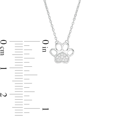 Diamond Accent Heart Paw Print Necklace in 10K Gold