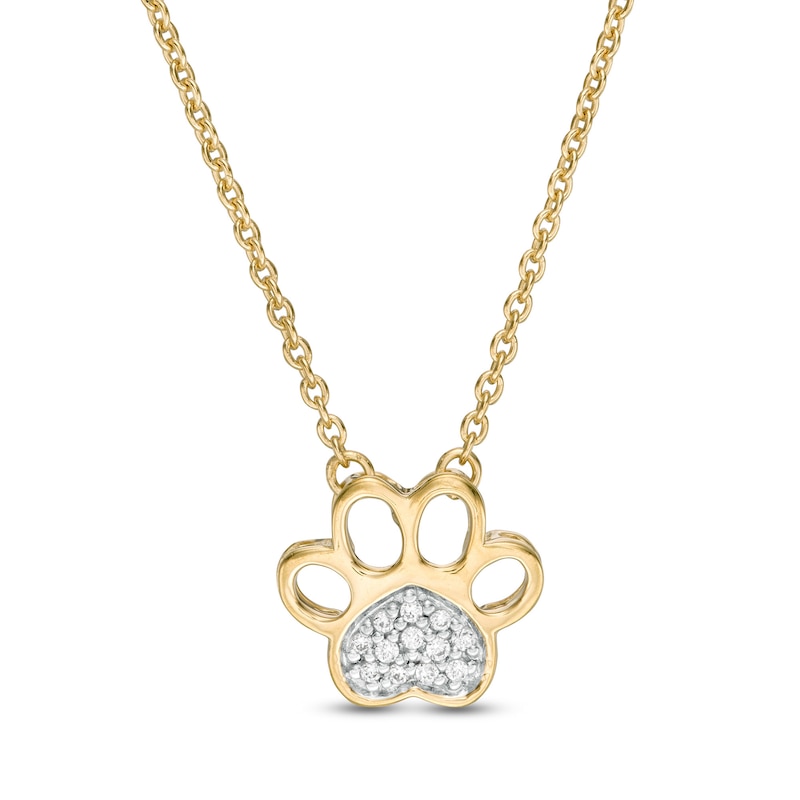 Diamond Accent Heart Paw Print Necklace in 10K Gold|Peoples Jewellers