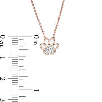 Diamond Accent Heart Paw Print Necklace in 10K Rose Gold