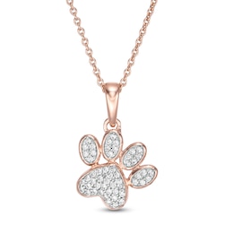 0.116 CT. T.W. Diamond Tilted Paw Print Pendant in 10K Rose Gold