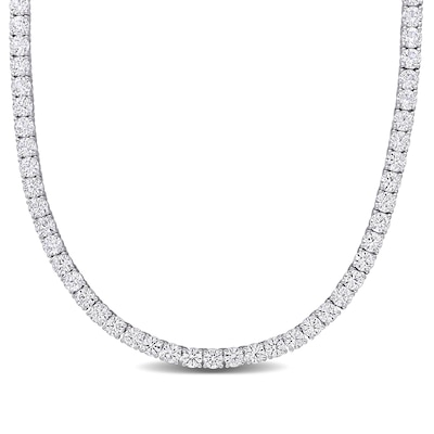 4.0mm White Lab-Created Sapphire Tennis Necklace in Sterling Silver - 17"