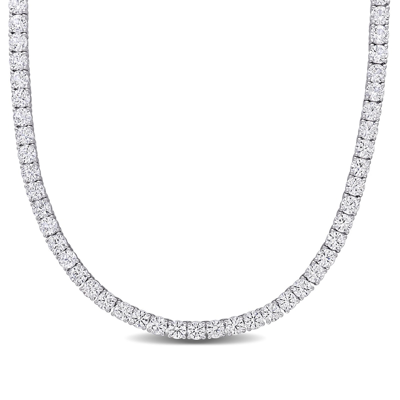 4.0mm White Lab-Created Sapphire Tennis Necklace in Sterling Silver - 17"|Peoples Jewellers