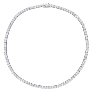 4.0mm White Lab-Created Sapphire Tennis Necklace in Sterling Silver - 17"