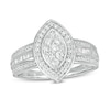 0.50 CT. T.W. Composite Diamond Marquise Frame Multi-Row Ring in 10K White Gold