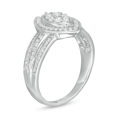 0.50 CT. T.W. Composite Diamond Marquise Frame Multi-Row Ring in 10K White Gold