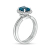Thumbnail Image 2 of Oval London Blue Topaz and 0.31 CT. T.W. Diamond Frame Bridal Set in 14K White Gold