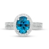 Thumbnail Image 3 of Oval London Blue Topaz and 0.31 CT. T.W. Diamond Frame Bridal Set in 14K White Gold