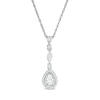 0.12 CT. T.W. Diamond Pear-Shaped Frame Drop Pendant in Sterling Silver