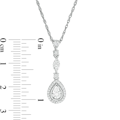 0.12 CT. T.W. Diamond Pear-Shaped Frame Drop Pendant in Sterling Silver