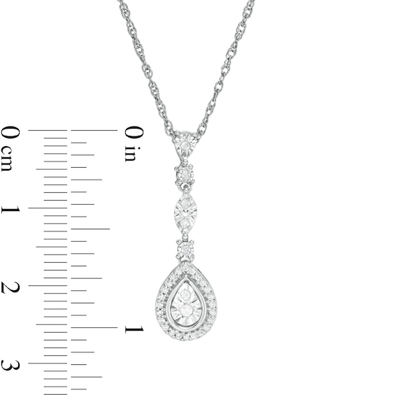 0.12 CT. T.W. Diamond Pear-Shaped Frame Drop Pendant in Sterling Silver