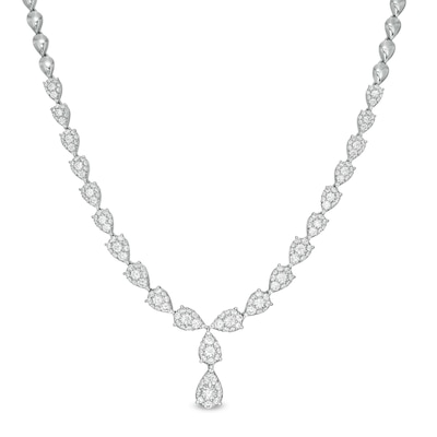 3.03 CT. T.W. Composite Diamond Graduated "Y" Necklace in 10K White Gold