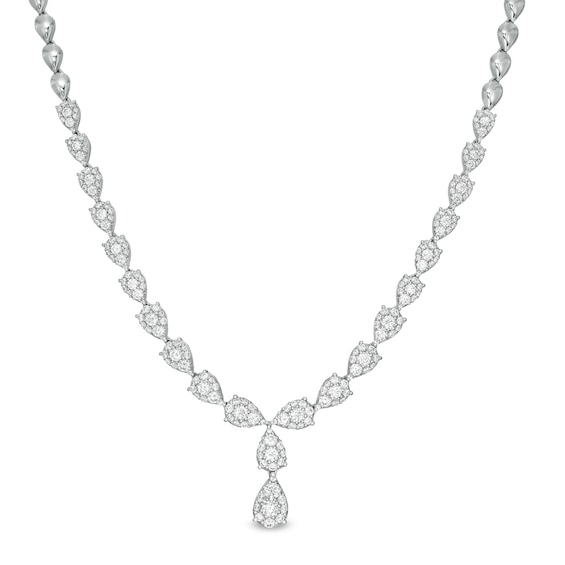 3.03 CT. T.W. Composite Diamond Graduated "Y" Necklace in 10K White Gold