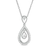 0.15 CT. T.W. Diamond Pear-Shaped Frame Dangle Pendant in Sterling Silver