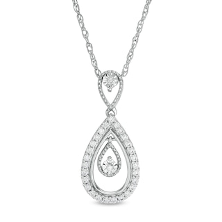 0.15 CT. T.W. Diamond Pear-Shaped Frame Dangle Pendant in Sterling Silver