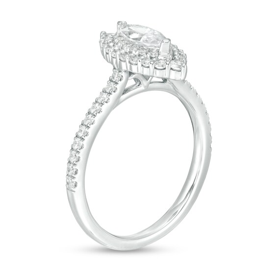 0.95 CT. T.W. Marquise Diamond Frame Engagement Ring in 14K White Gold