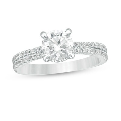 1.18 CT. T.W. Certified Diamond Double Row Engagement Ring in 14K White Gold (I/I2)