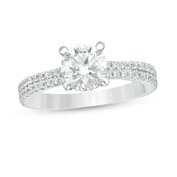 1.18 CT. T.W. Certified Diamond Double Row Engagement Ring in 14K White Gold (I/I2)