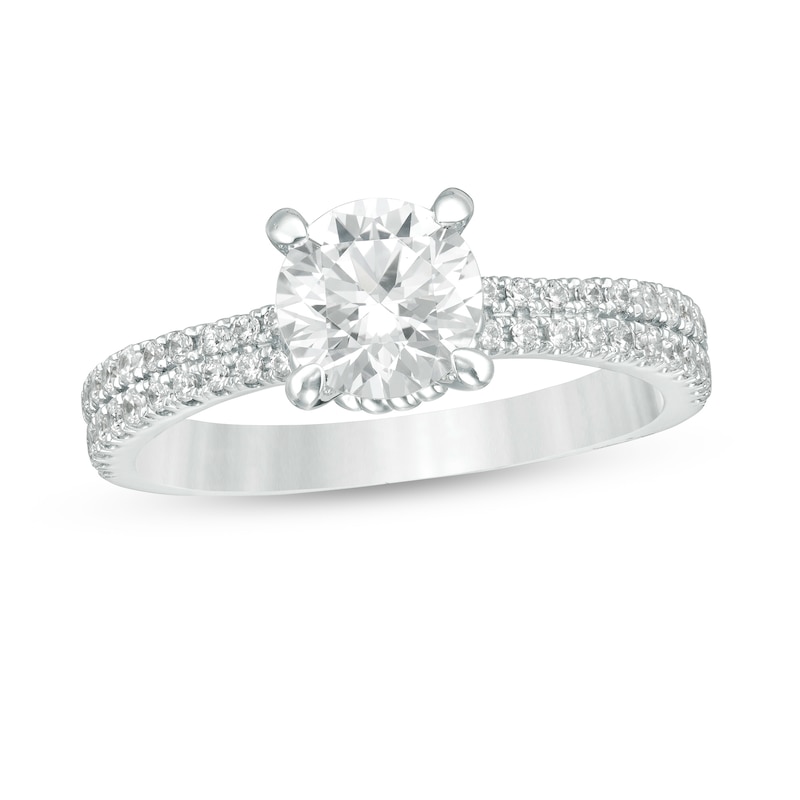 1.18 CT. T.W. Certified Diamond Double Row Engagement Ring in 14K White Gold (I/I2)|Peoples Jewellers
