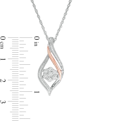 0.07 CT. T.W. Composite Diamond Twist Flame Pendant in Sterling Silver and 10K Rose Gold