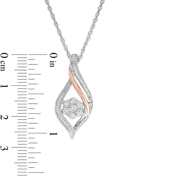 0.07 CT. T.W. Composite Diamond Twist Flame Pendant in Sterling Silver and 10K Rose Gold