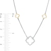 Thumbnail Image 2 of 0.12 CT. T.W. Diamond Clover Station Necklace in Sterling Silver with 14K Gold Plate