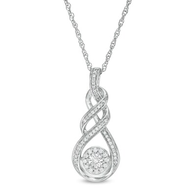 0.18 CT. T.W. Diamond Double Twist Flame Pendant in Sterling Silver