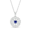 4.0mm Lab-Created Blue and White Sapphire Filigree Hearts Frame Pendant in Sterling Silver