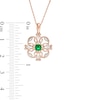 4.0mm Lab-Created Emerald and 0.04 CT. T.W. Diamond Filigree Clover Pendant in 10K Rose Gold