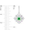 Thumbnail Image 2 of 3.5mm Lab-Created Emerald and 0.04 CT. T.W. Diamond Filigree Heart Vintage-Style Kite Drop Earrings in Sterling Silver