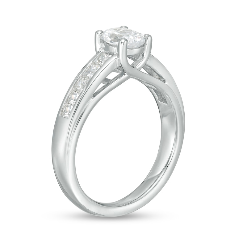 1.20 CT. T.W. Oval and Princess-Cut Diamond Engagement Ring in 14K White Gold|Peoples Jewellers