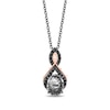 Thumbnail Image 1 of Enchanted Disney Villains Maleficent Black Quartz and 0.18 CT. T.W. Diamond Pendant in Sterling Silver and 10K Rose Gold