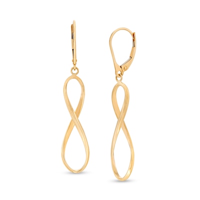 Infinity Ribbon Drop Earrings in 10K Gold