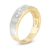 Thumbnail Image 3 of Men's 0.25 CT. T.W. Diamond Seven Stone Wedding Band in 14K Two-Tone Gold